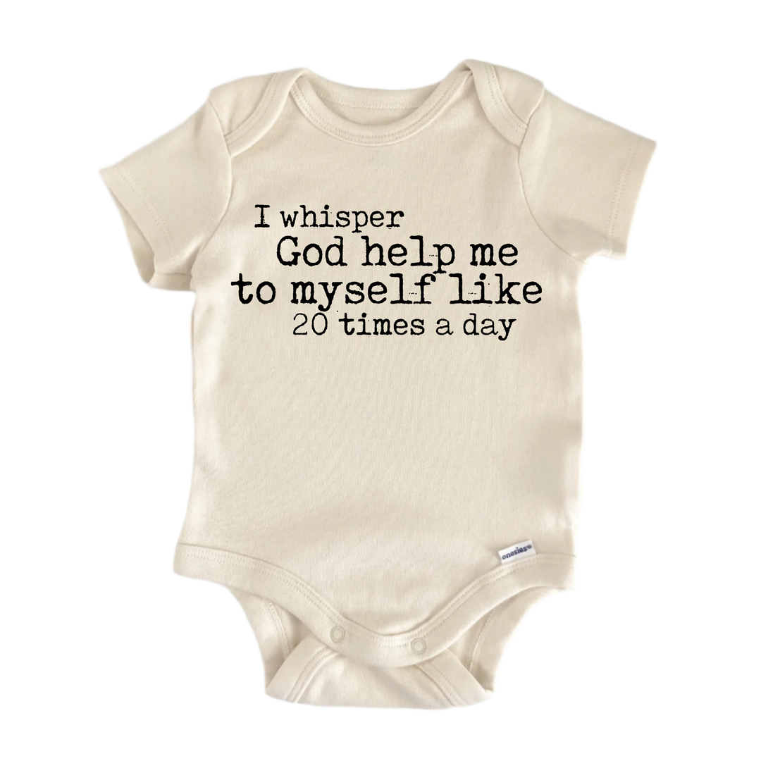 Whisper God Help Me  Jesus Religious God Christian -  Baby Boy Girl Clothes  Bodysuit  Funny Cute Onesie® | North Fork Forager LLC