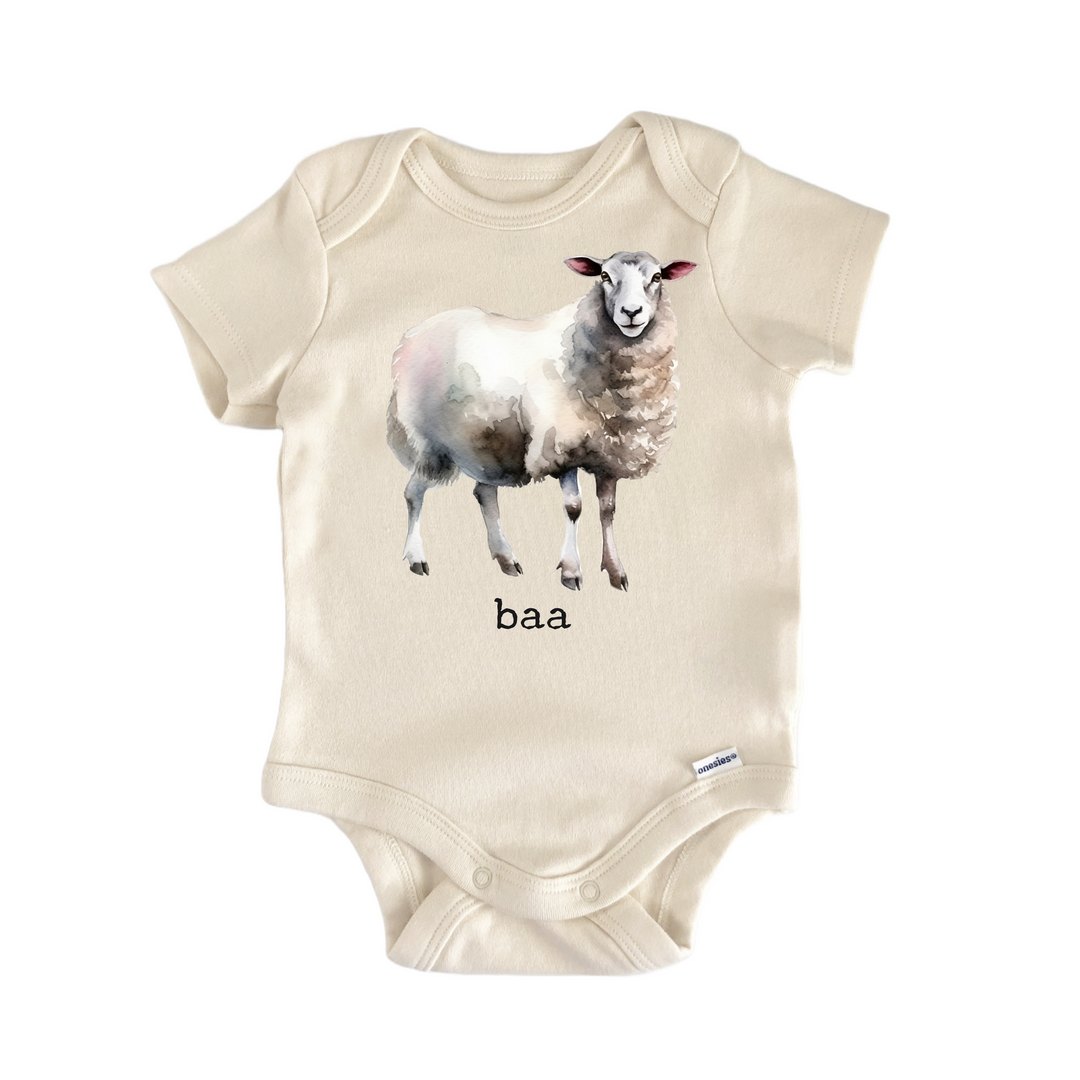 White Sheep Baa Farm Animal Barn - Baby Bodysuit  Funny Cute Onesie® | North Fork Forager LLC