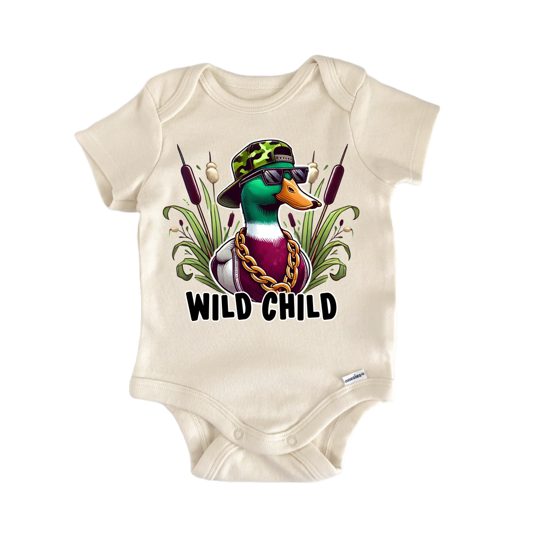 Wild Child Duck Hunting Hunter - Baby Bodysuit  Funny Cute Onesie® | North Fork Forager LLC