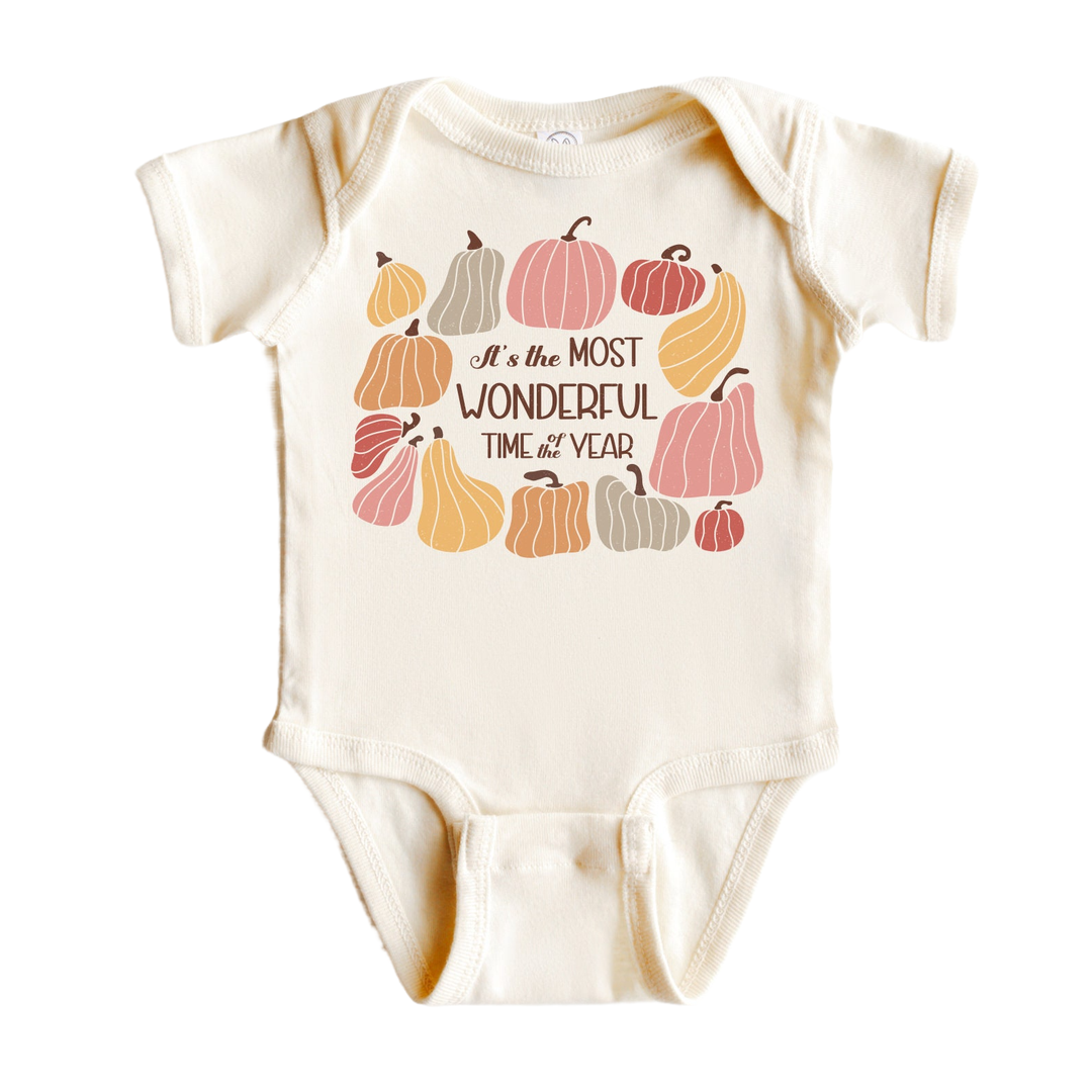Wonderful Fall Pumpkin - Baby Boy Girl Clothes Infant Bodysuit Funny Cute Newborn  Funny Cute Onesie® | North Fork Forager LLC