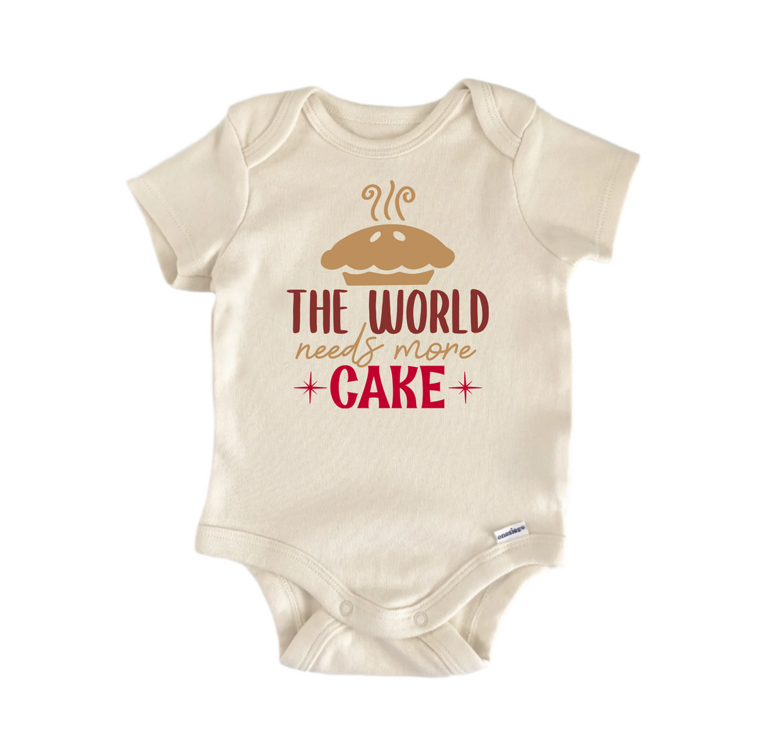 The World Needs More Cake Baking -  Baby Boy Girl Clothes  Bodysuit Funny Cute  Funny Cute Onesie® | North Fork Forager LLC