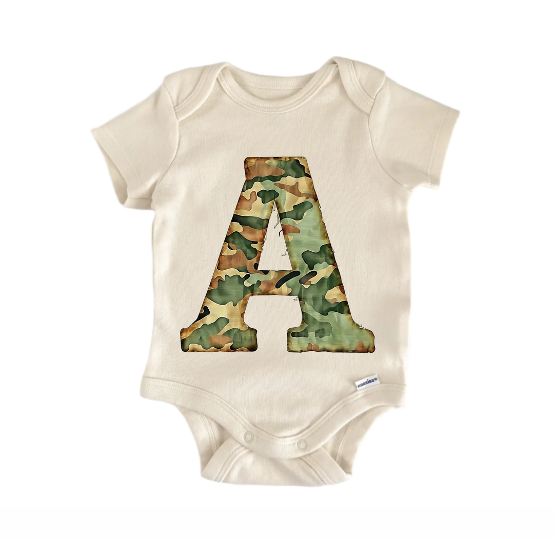 A Letter Name Military - Baby Bodysuit