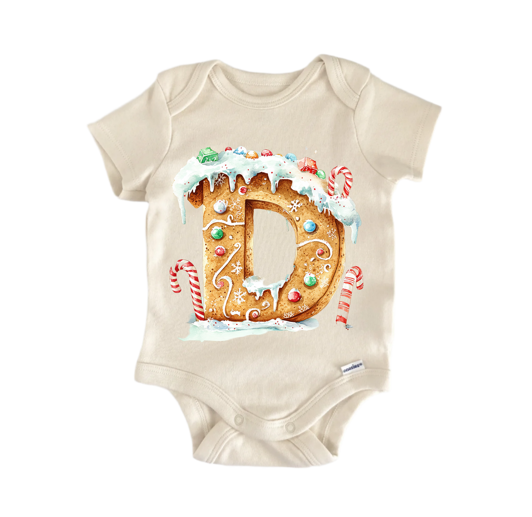 D Letter Name Christmas - Baby Bodysuit