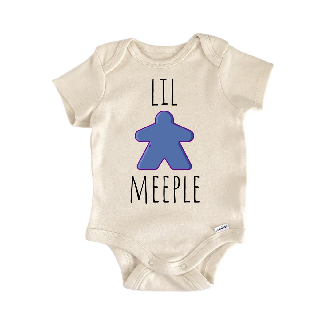 a baby bodysuit with the words lil meeple on it