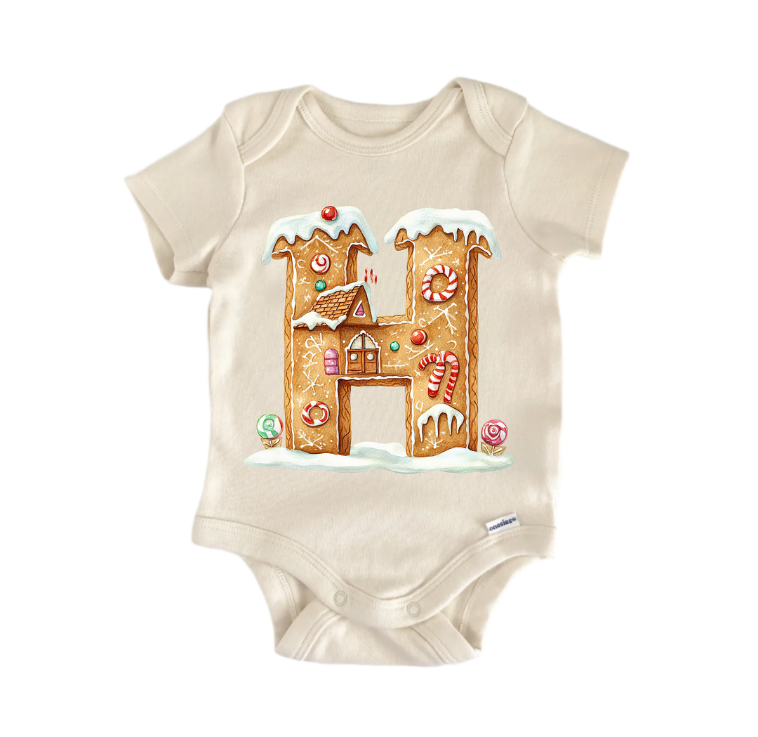 H Letter Name Christmas - Baby Bodysuit