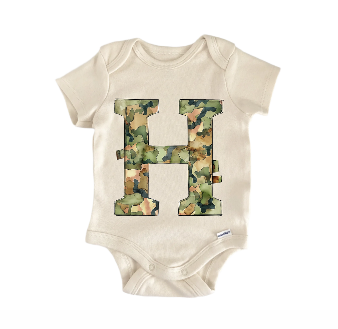 H Letter Name Military - Baby Bodysuit