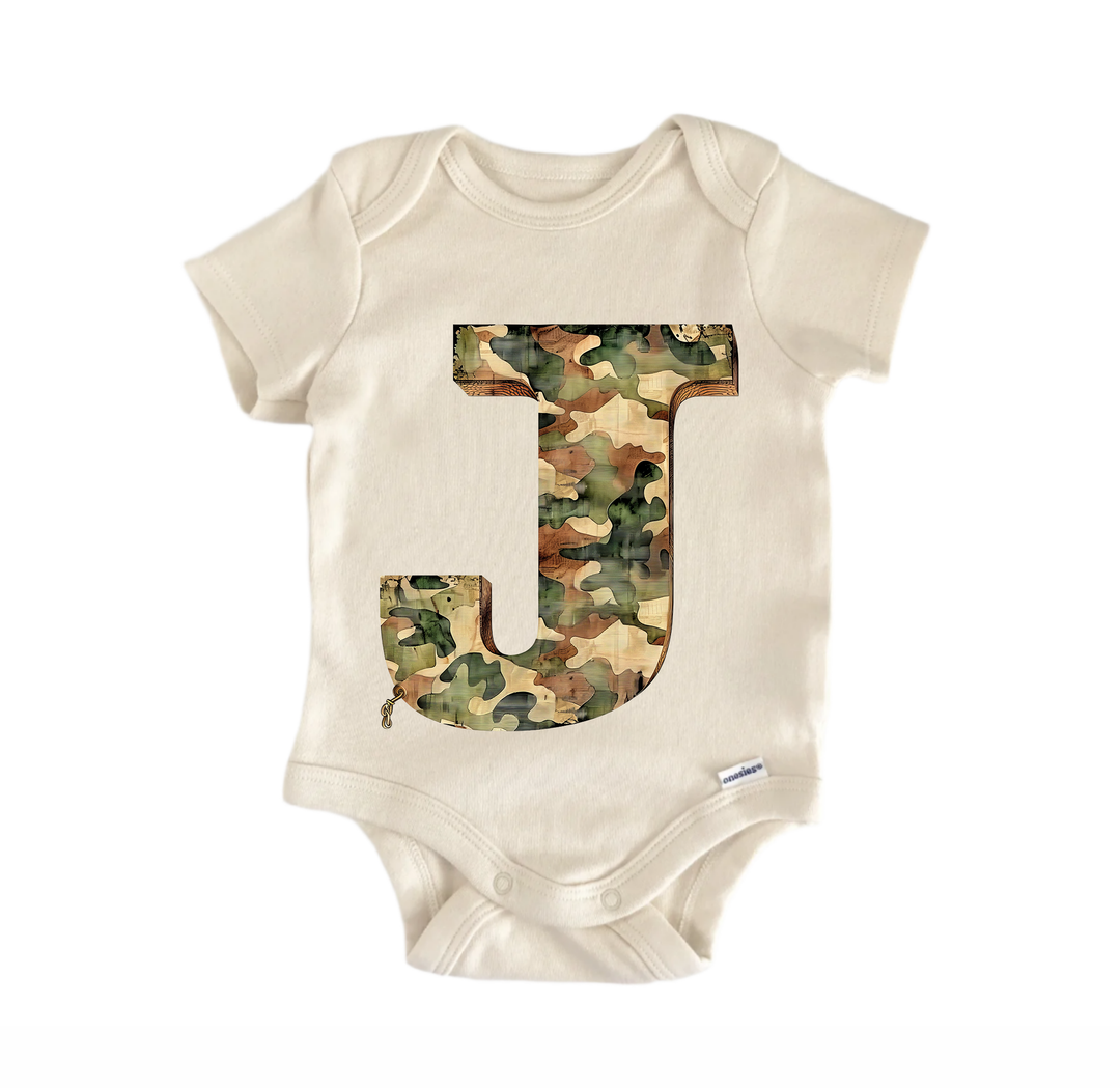 J Letter Name Military - Baby Bodysuit
