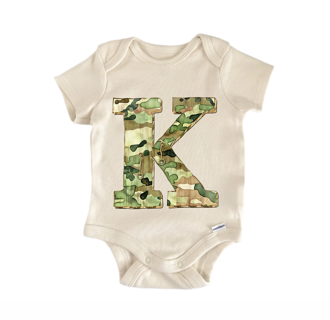 K Letter Name Military - Baby Bodysuit