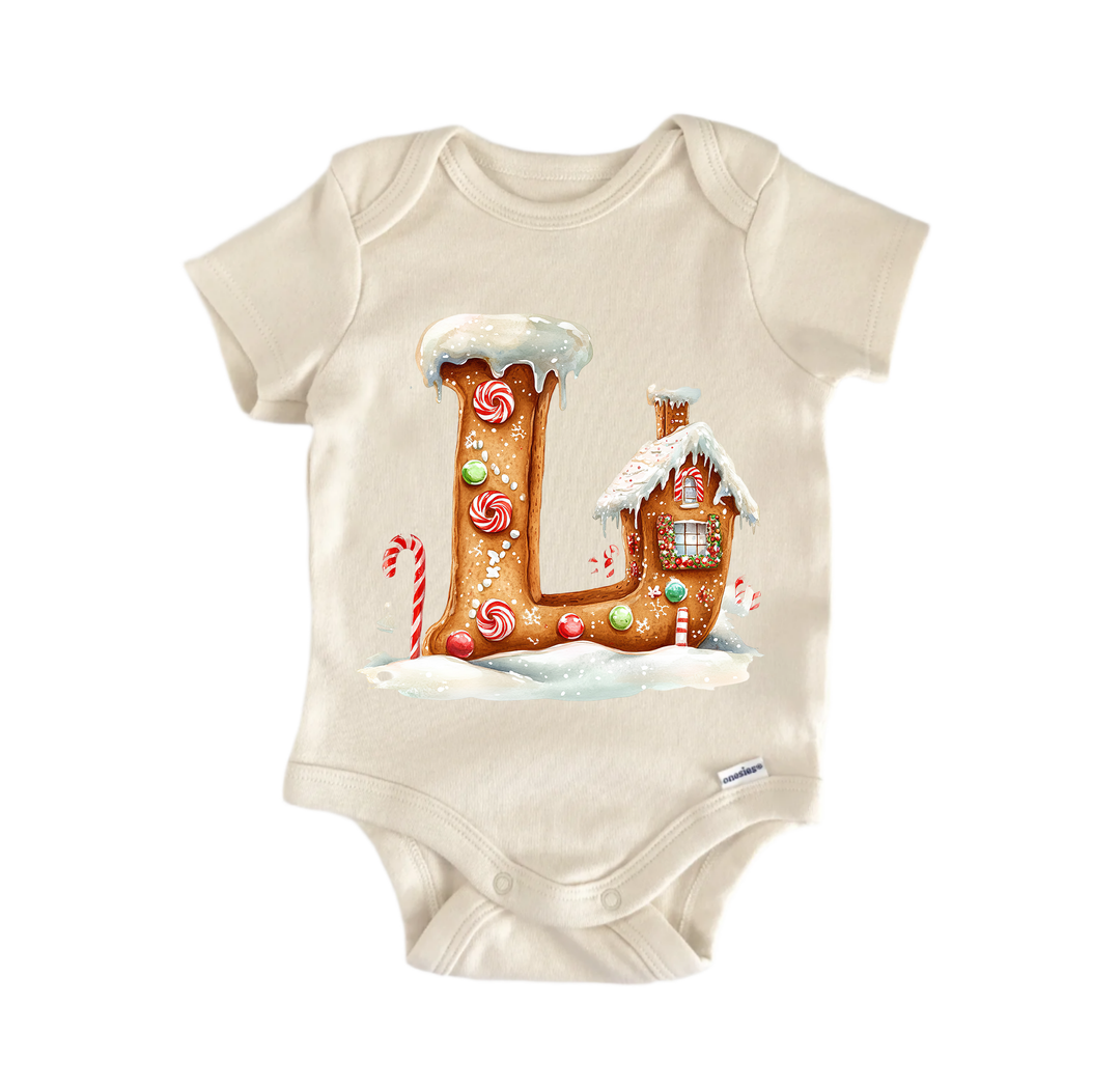 L Letter Name Christmas - Baby Bodysuit