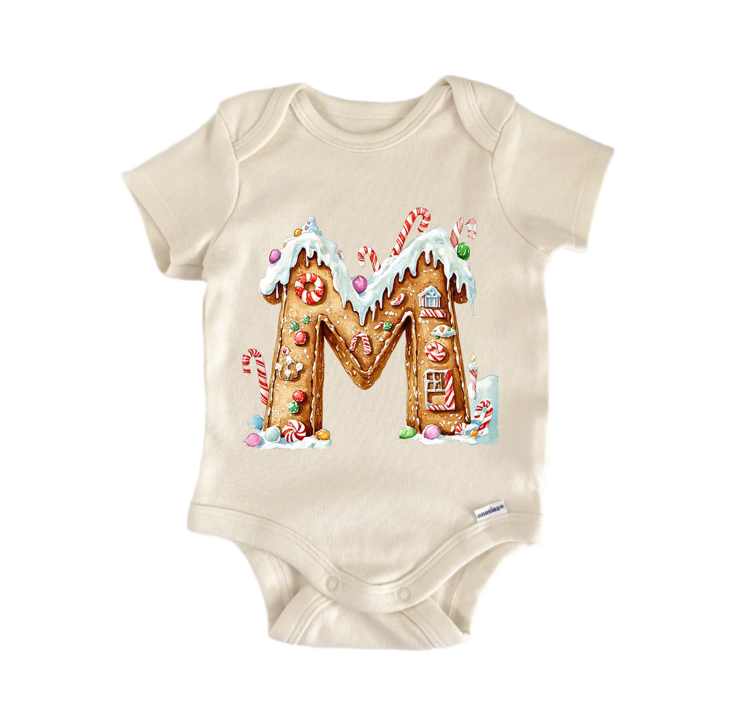 M Letter Name Christmas - Baby Bodysuit