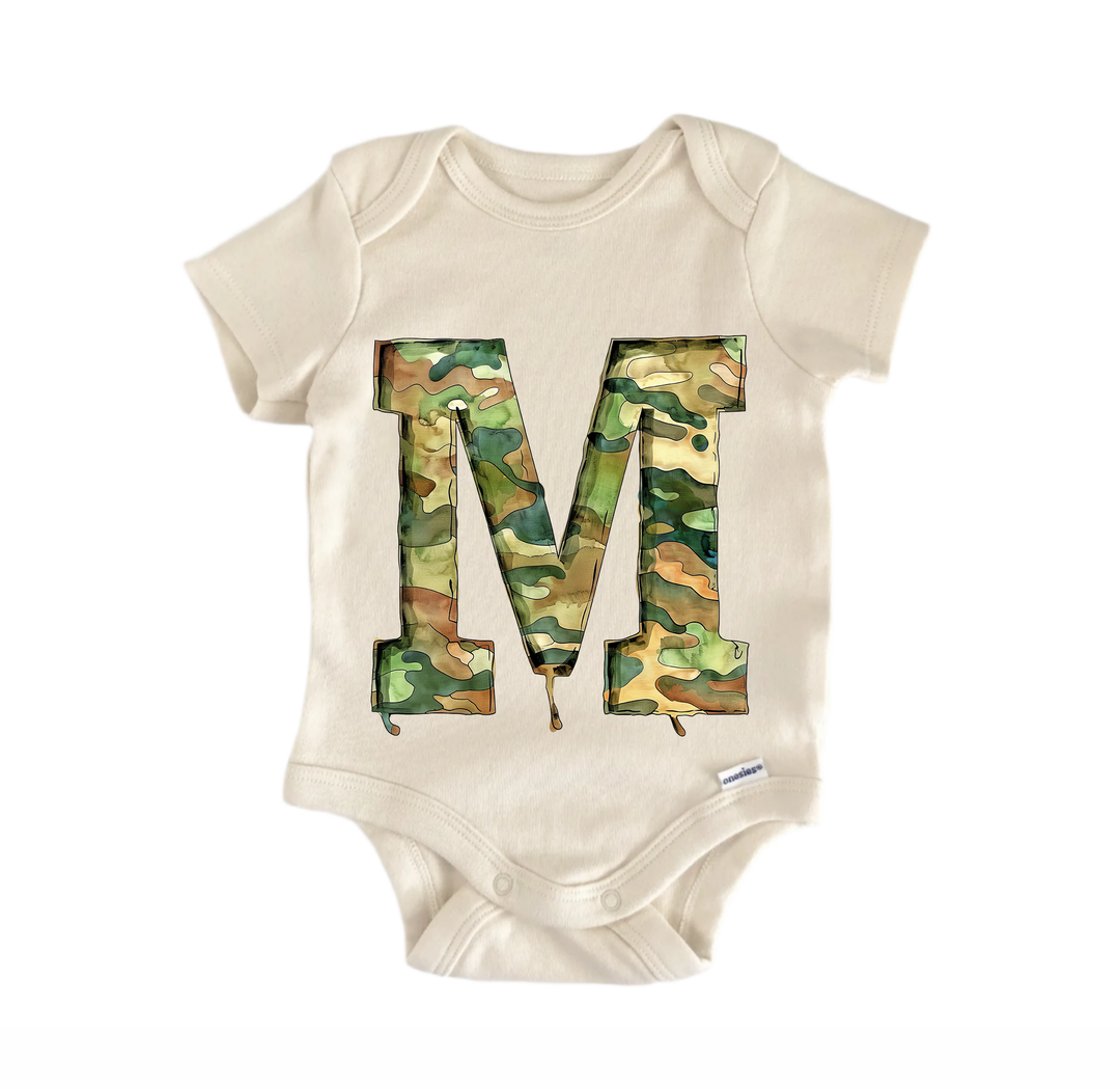 M Letter Name Military - Baby Bodysuit