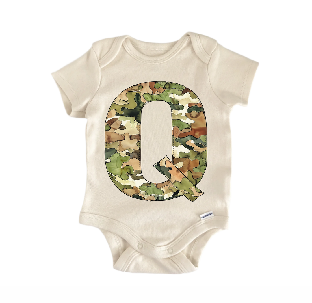 Q Letter Name Military - Baby Bodysuit