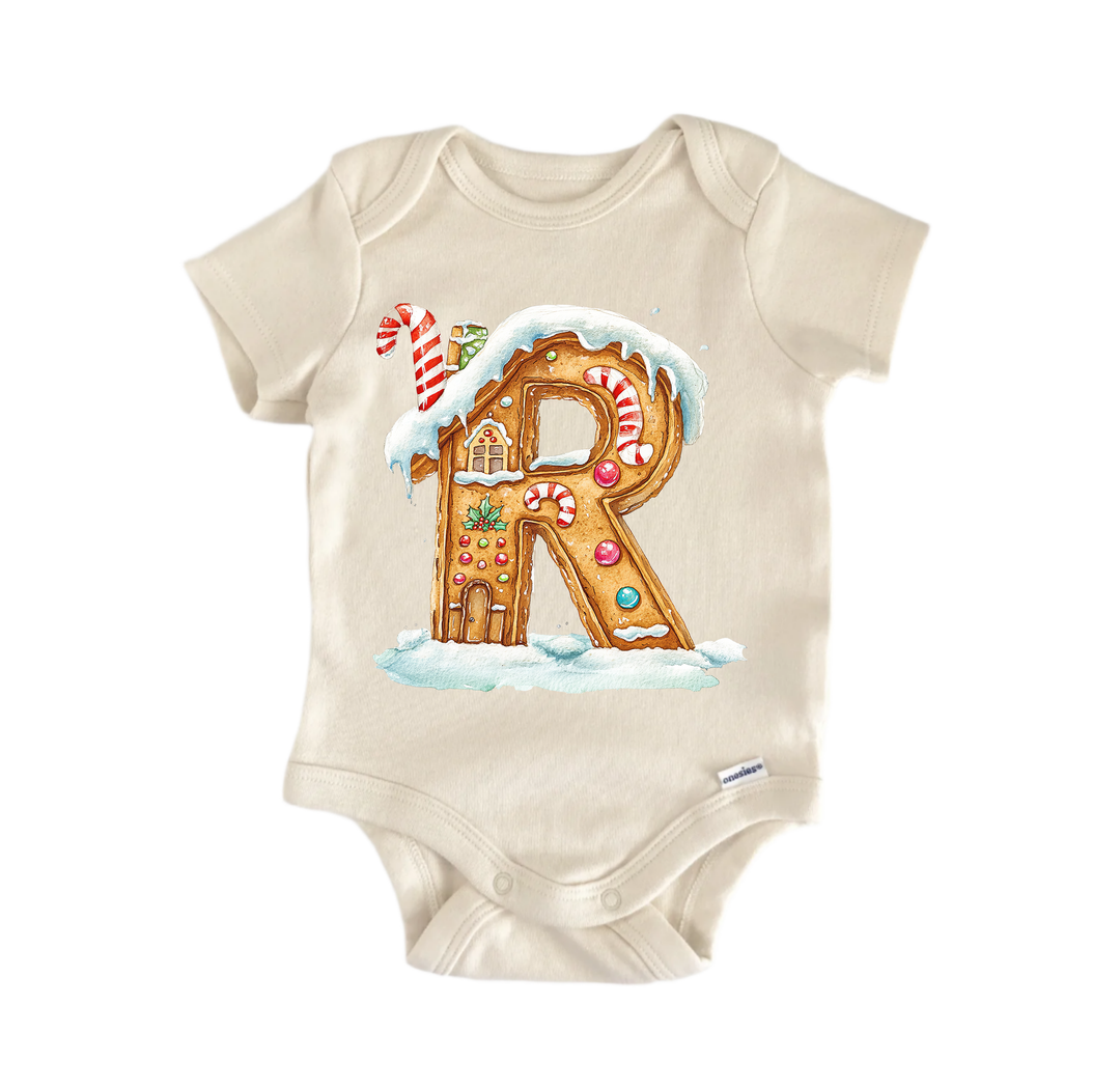 R Letter Name Christmas - Baby Bodysuit