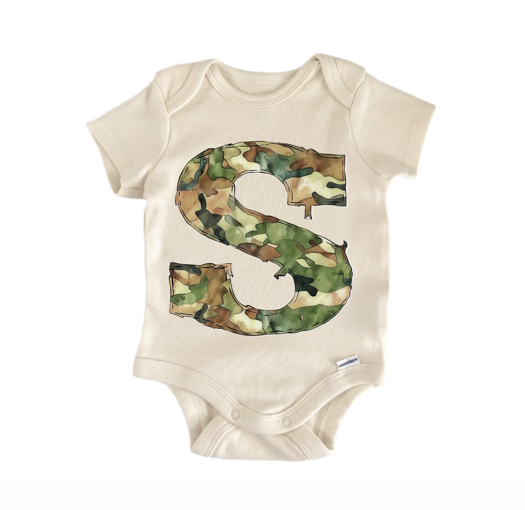 S Letter Name Military - Baby Bodysuit
