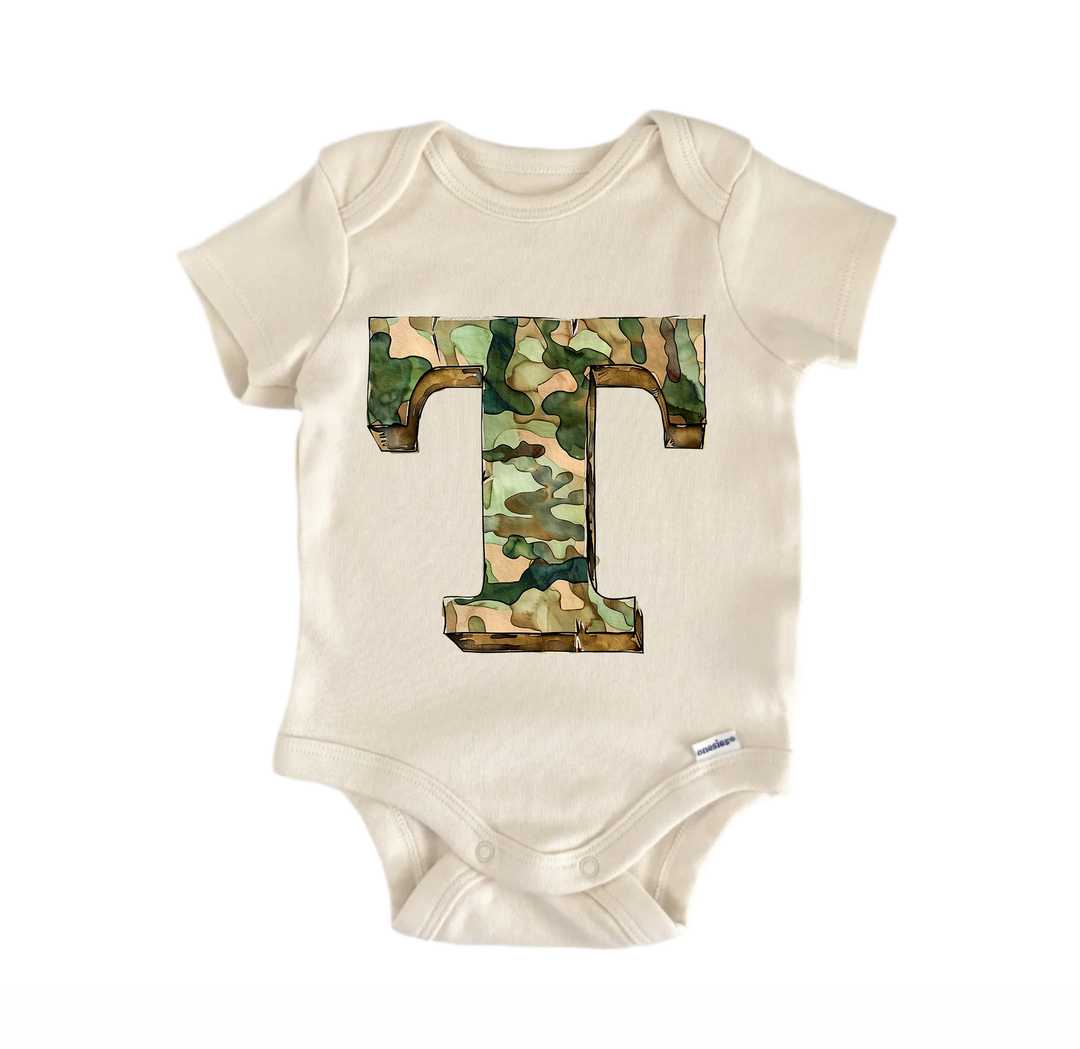 T Letter Name Military - Baby Bodysuit