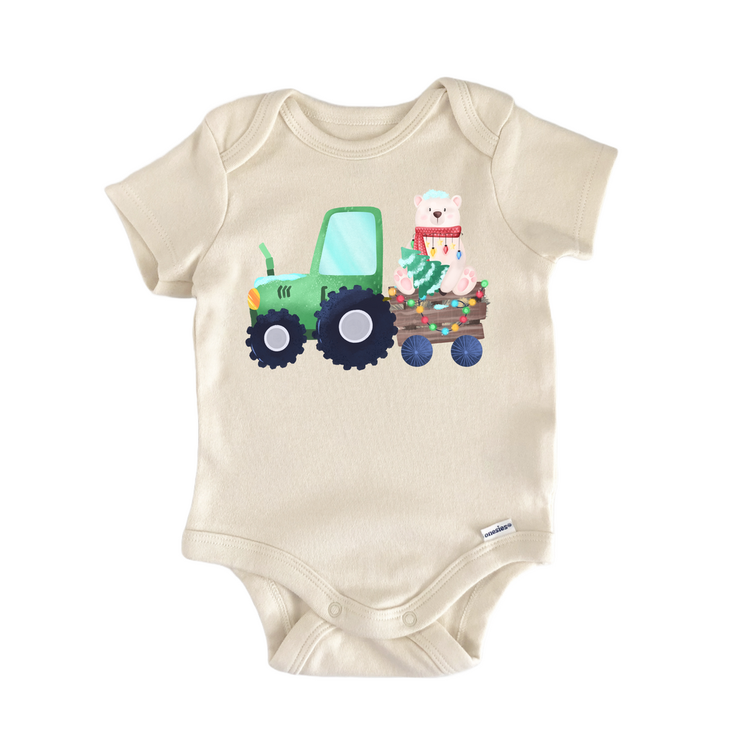 Tractor Christmas Tree Farm Farmer - Baby Bodysuit