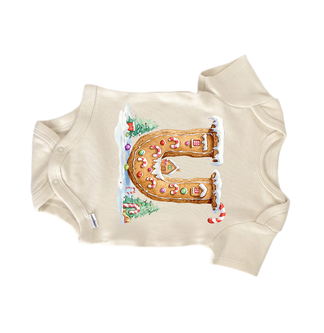 U Letter Name Christmas - Baby Bodysuit