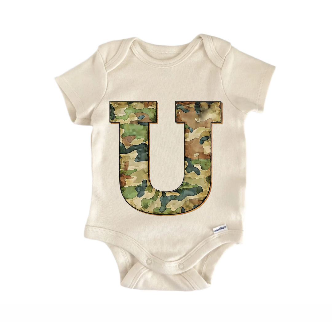 U Letter Name Military - Baby Bodysuit