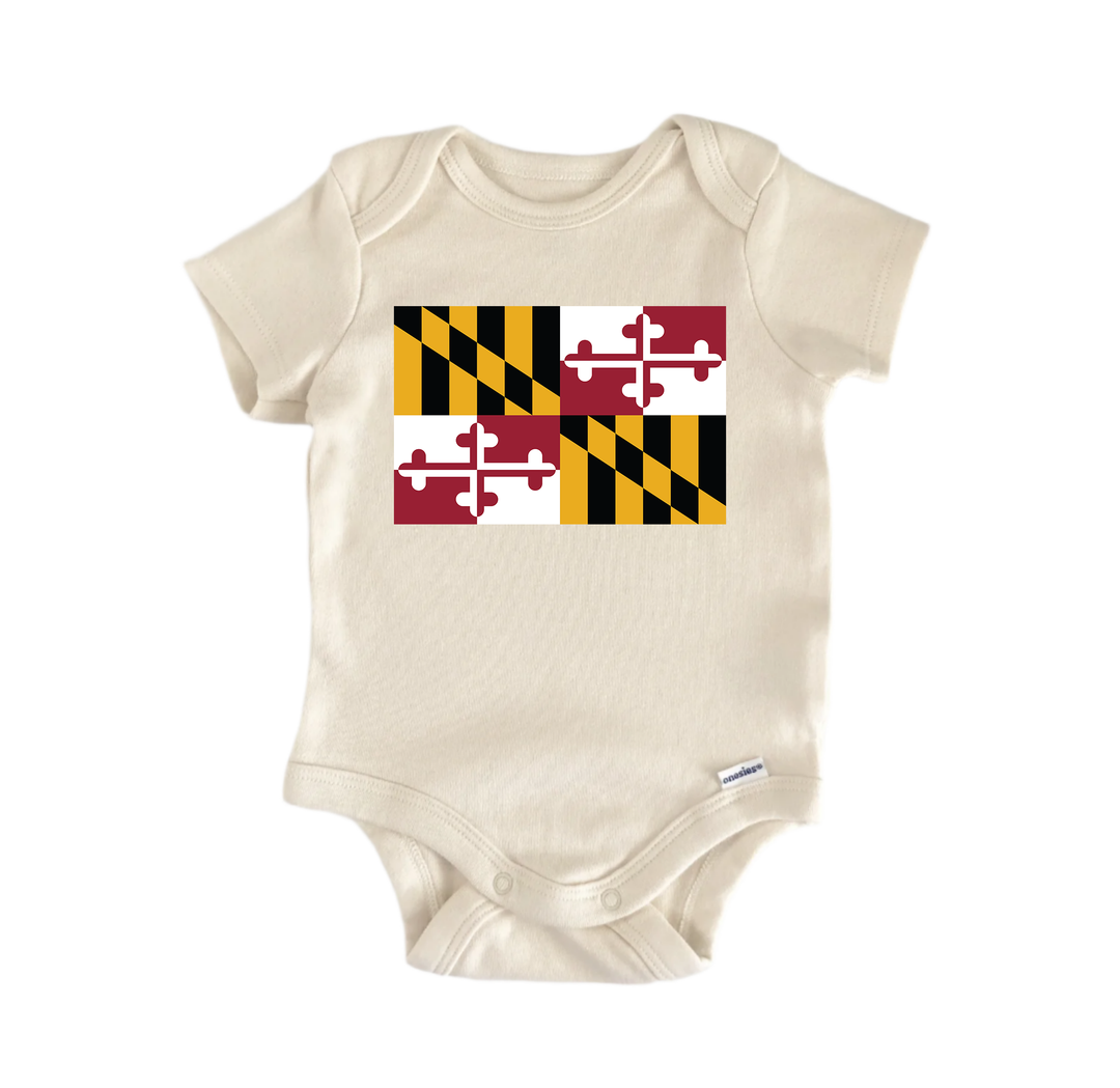Us States Flag Maryland - Baby Bodysuit