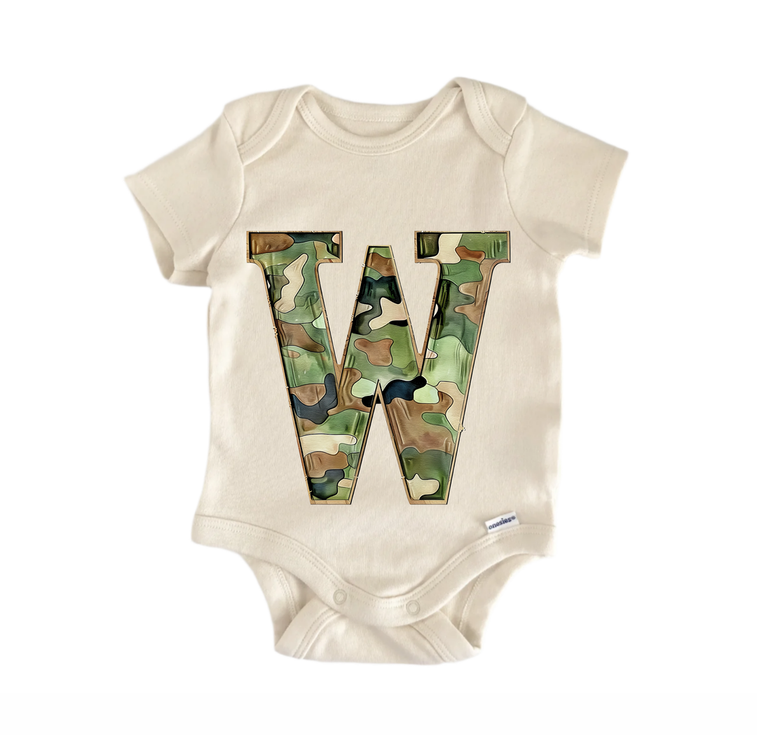 W Letter Name Military - Baby Bodysuit