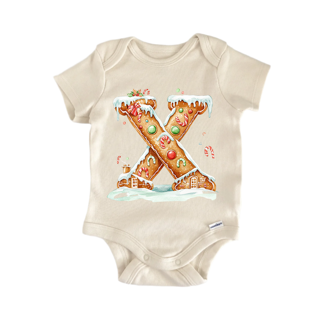 X Letter Name Christmas - Baby Bodysuit