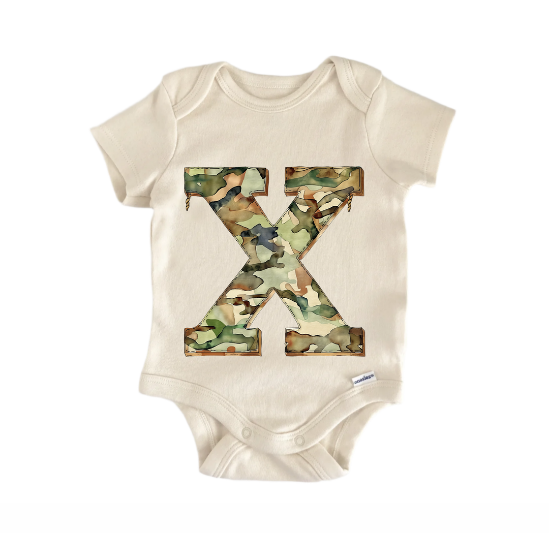 X Letter Name Military - Baby Bodysuit