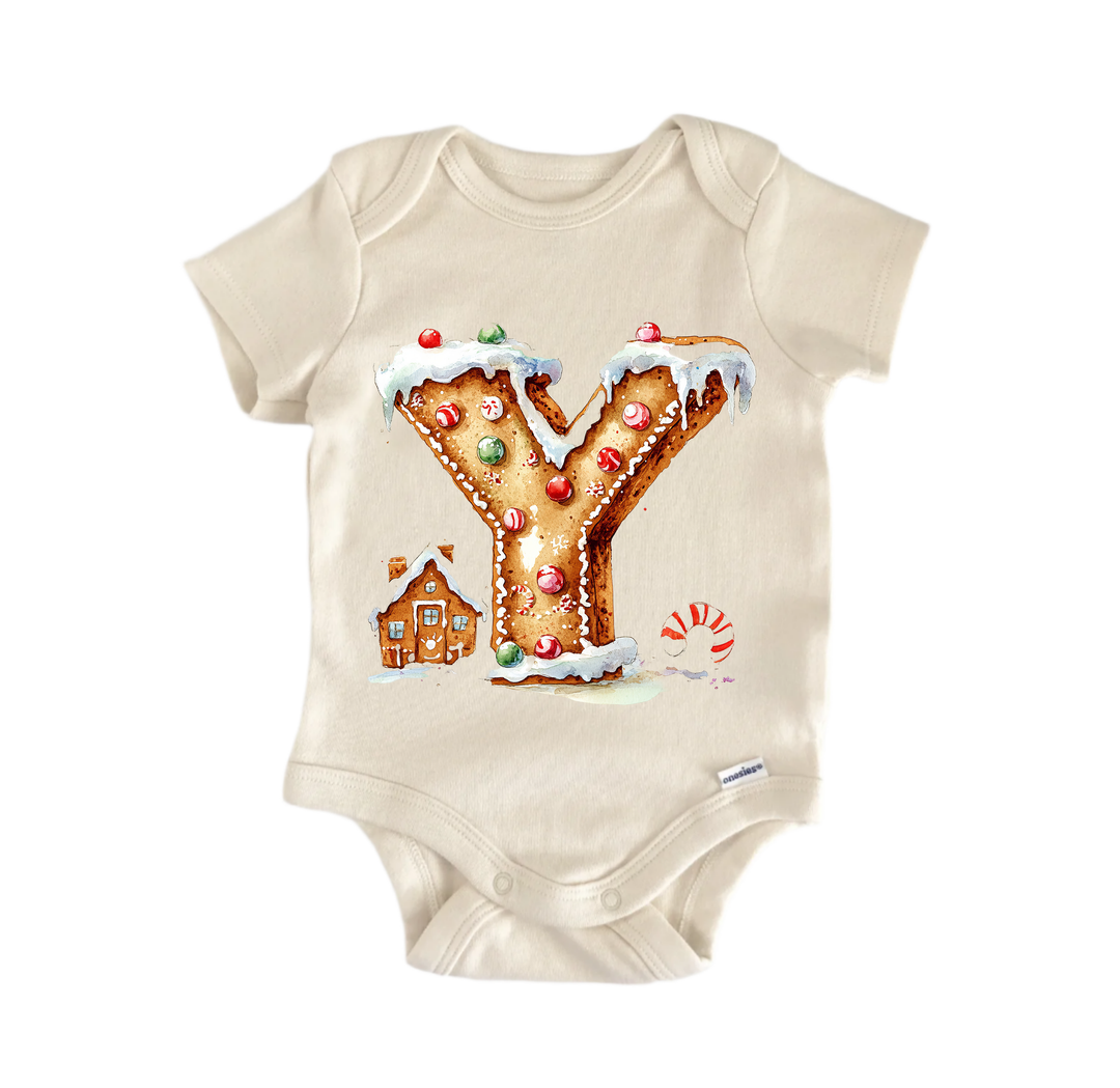 Y Letter Name Christmas - Baby Bodysuit