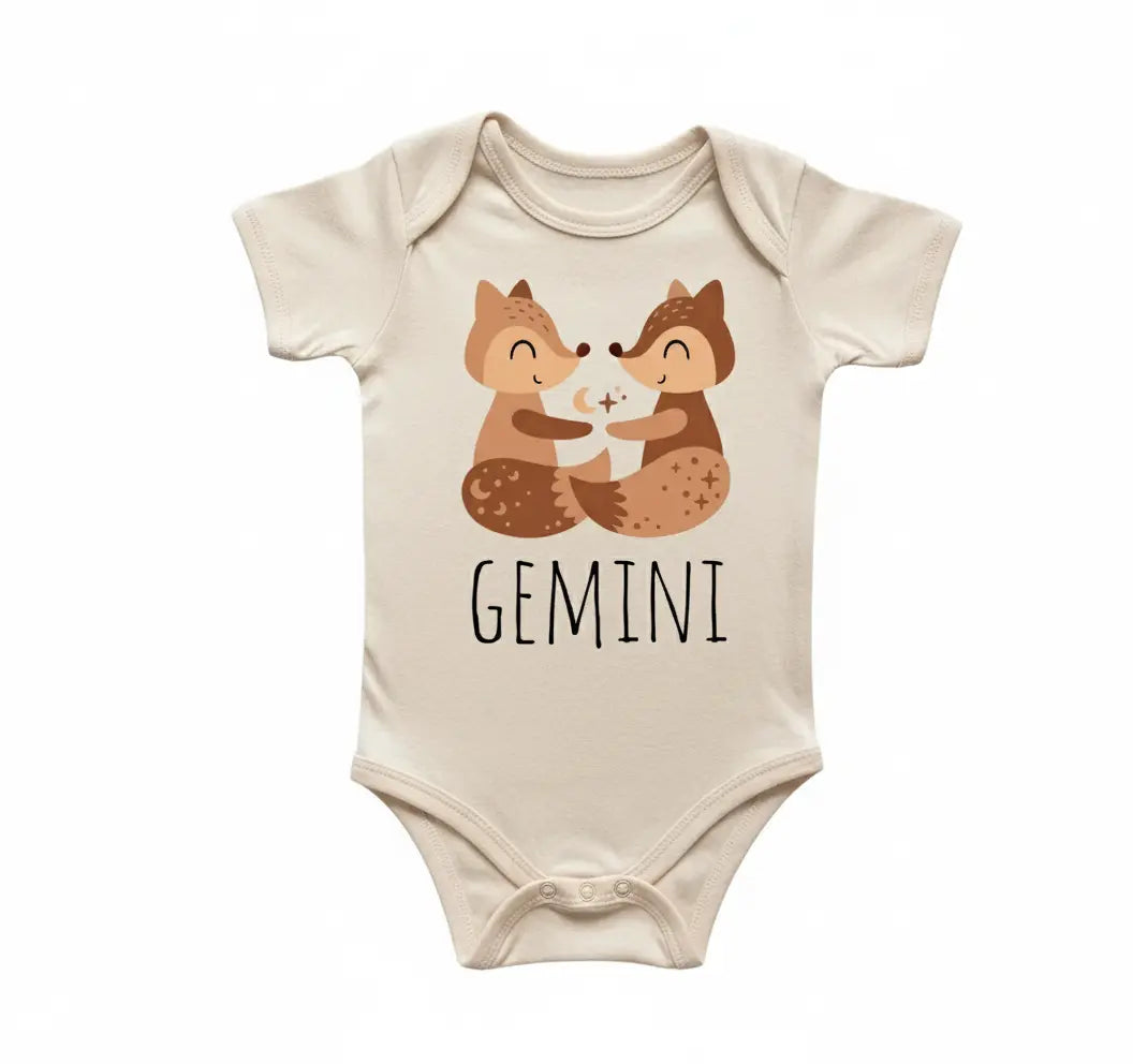 Gemini Zodiac- Baby Boy Girl Clothes Infant Bodysuit Funny Cute Newborn  4  Funny Cute Onesie® | North Fork Forager LLC