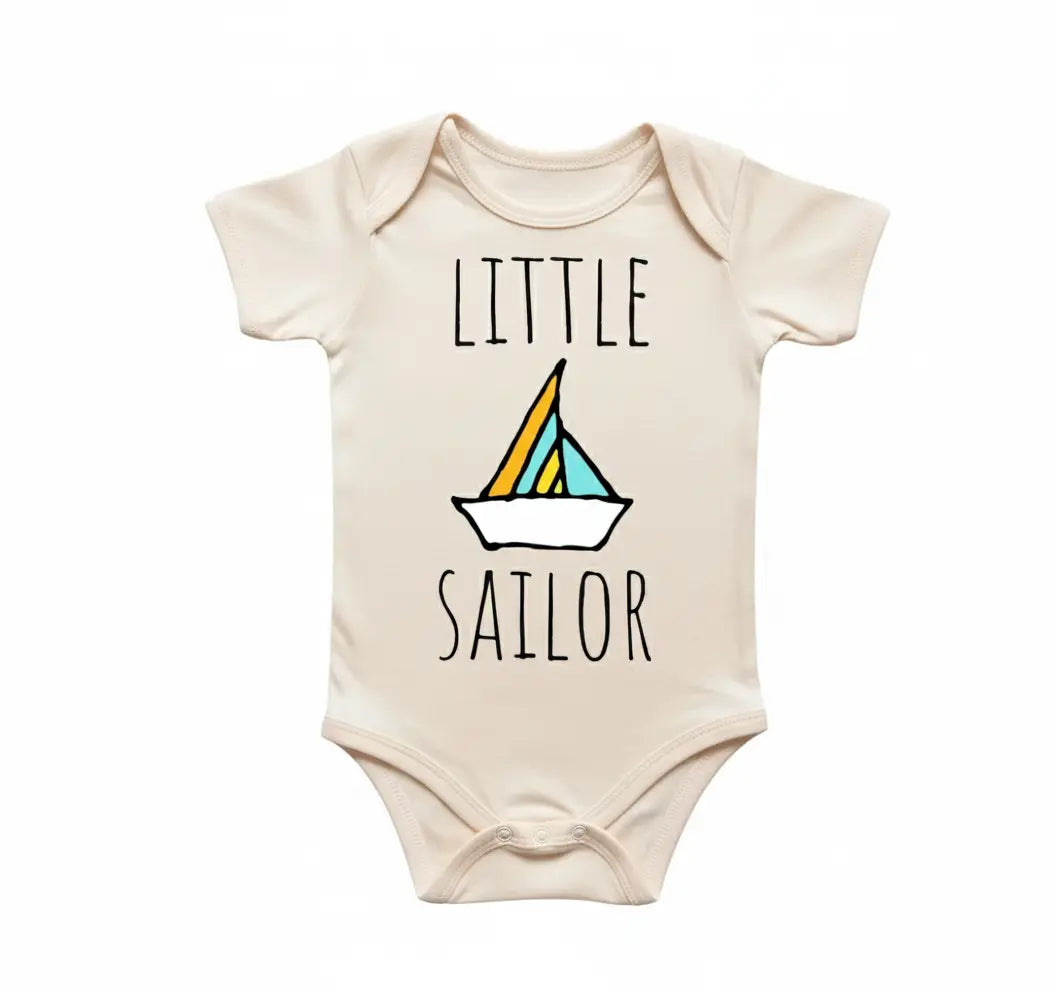 Little Sailow Sailboat Nautical - Baby Boy Girl Clothes Infant Bodysuit Funny Cute Newborn  Funny Cute Onesie® | North Fork Forager LLC