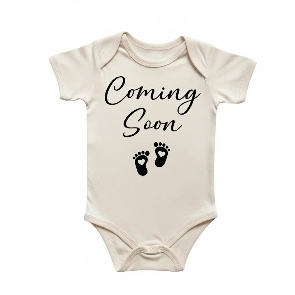 Coming Soon Foot Prints - Baby Boy Girl Clothes Infant Bodysuit Funny Cute Newborn  Funny Cute Onesie® | North Fork Forager LLC