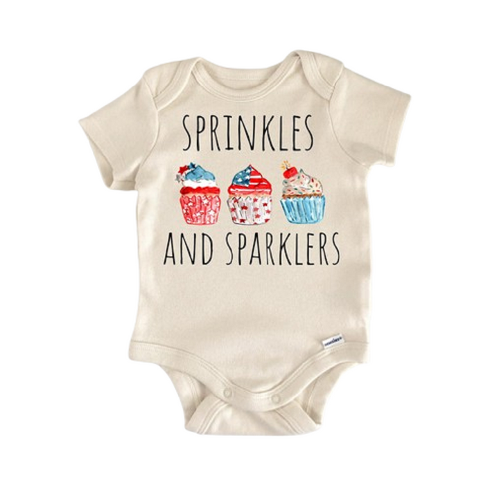 July 4th Cupcake Baking Patriotic - Baby Boy Girl Clothes Infant Bodysuit Funny Cute