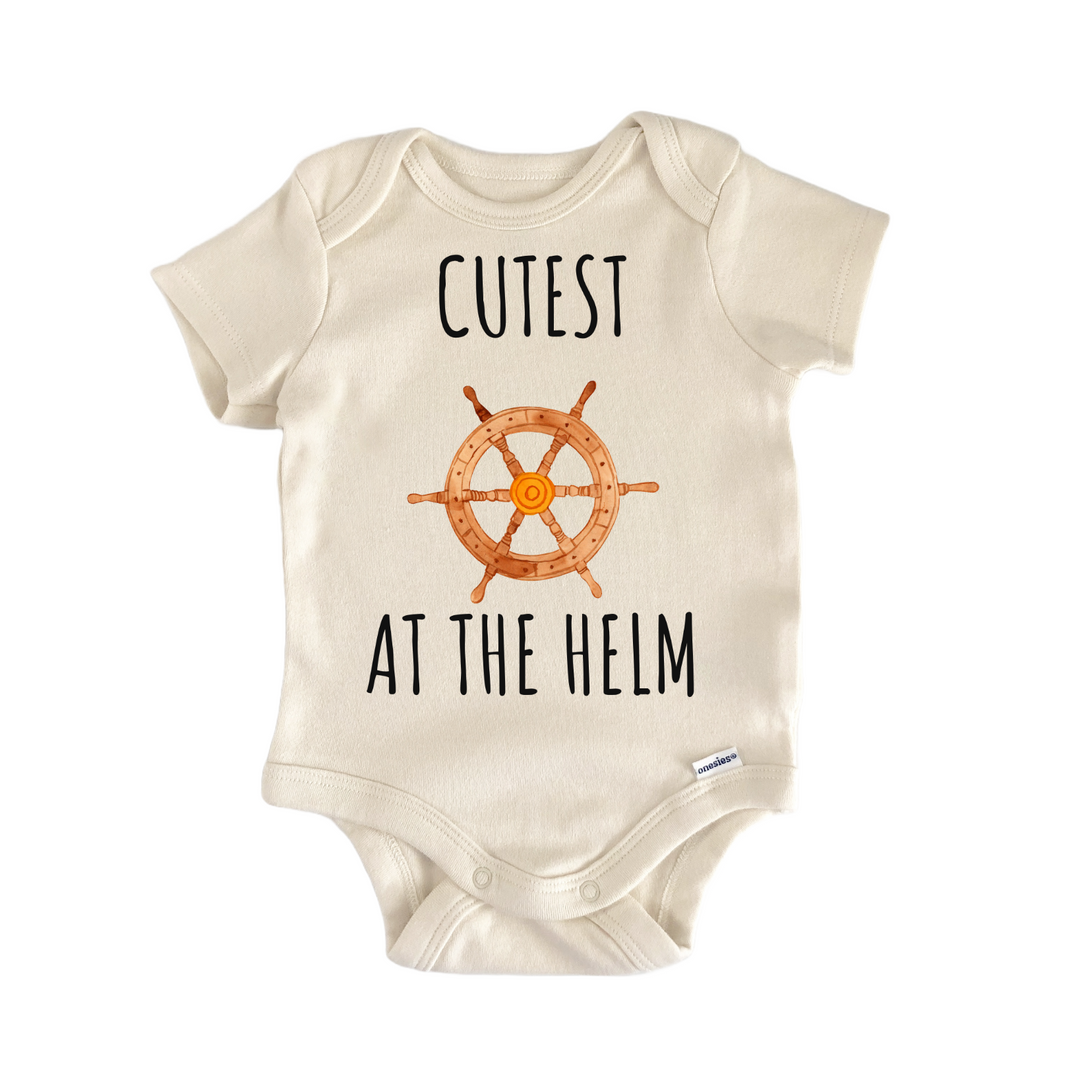 Captain Boat Helm Wheel Nautical Baby Gift Baby Bodysuit
