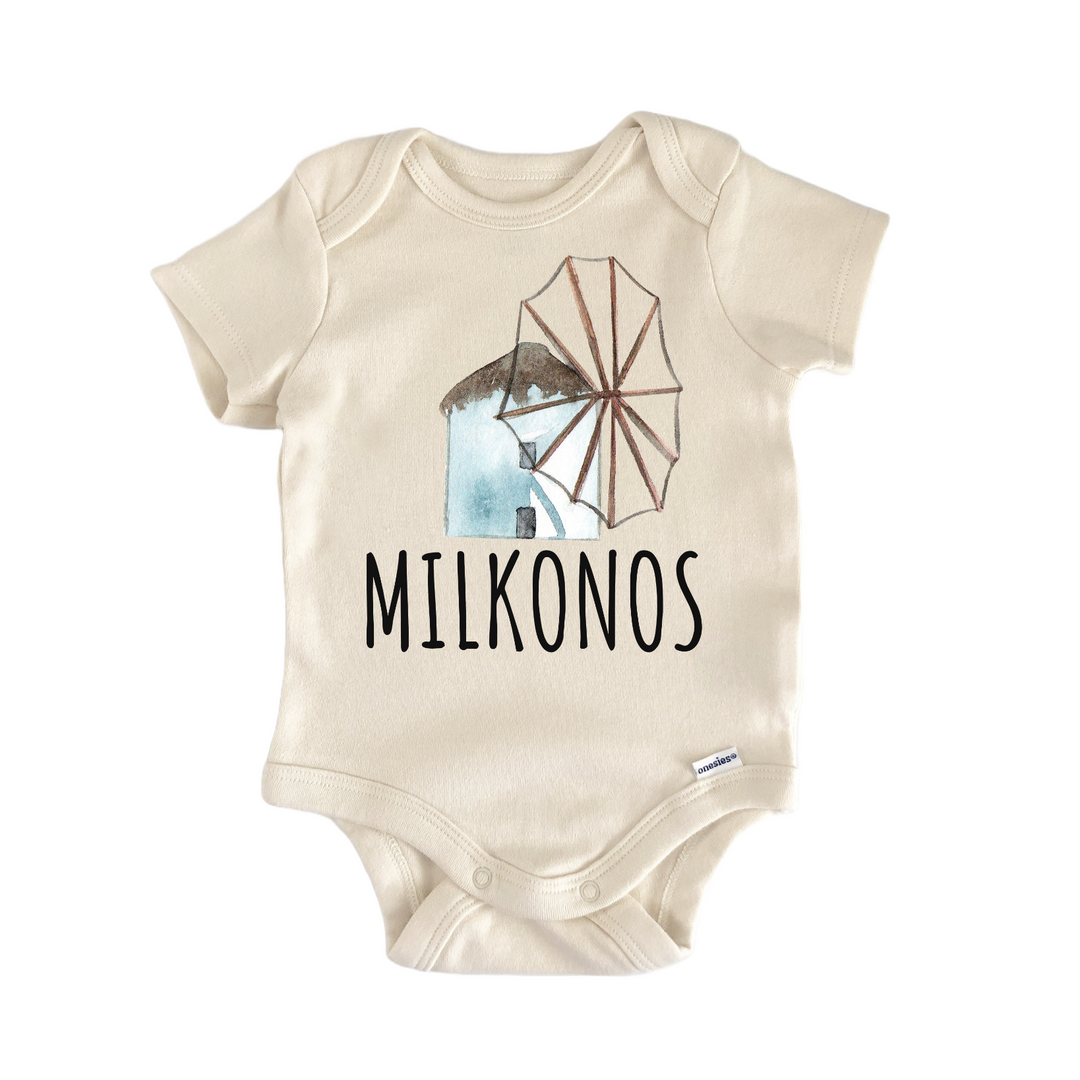 Greek Windmill Baby Gift Baby Bodysuit