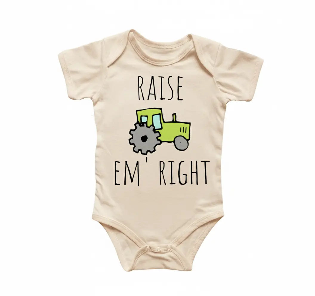 Farmer Farm Tractor Smooth - Baby Boy Girl Clothes Infant Bodysuit Funny Cute Newborn 8  Funny Cute Onesie® | North Fork Forager LLC