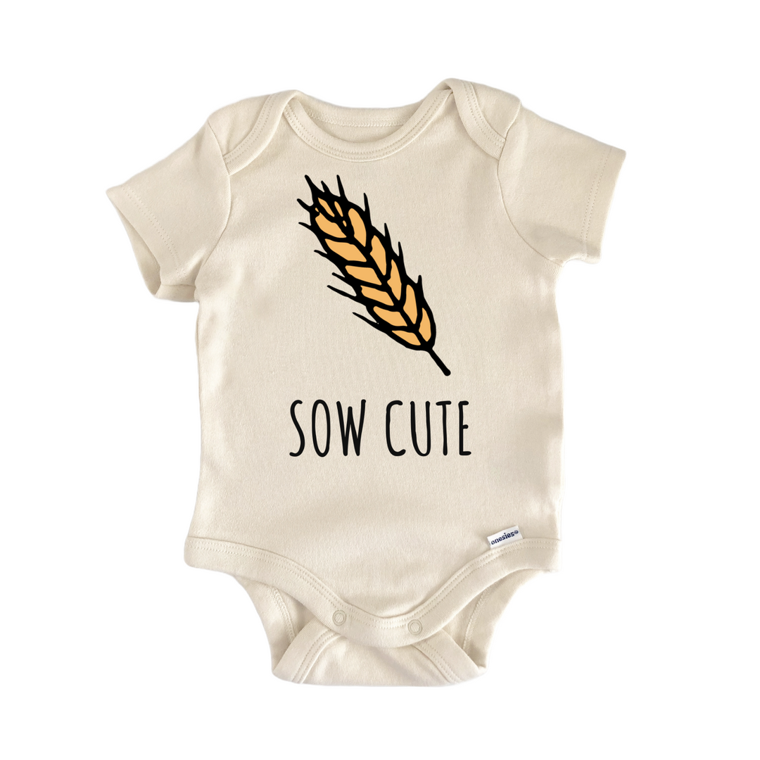 Sow Cute Farmer Wheat Rye Newborn Gift Baby Bodysuit