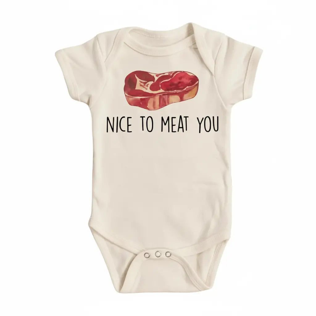 Meat You Bbq - Baby Boy Girl Clothes Infant Onesie® Funny Cute Newborn 1A GS1  Funny Cute Onesie® | North Fork Forager LLC
