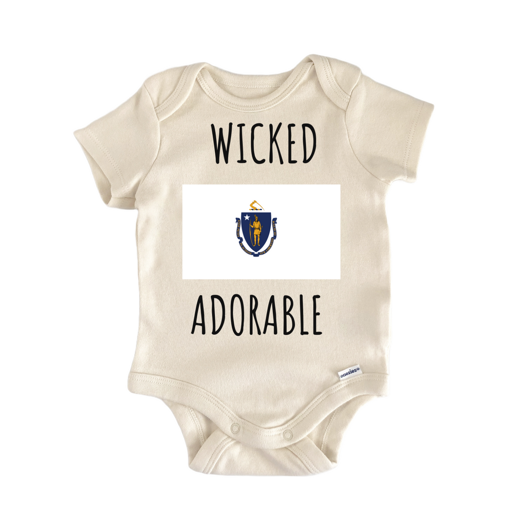 Massachusetts State Flag Wicked Baby Gift Baby Onesie®