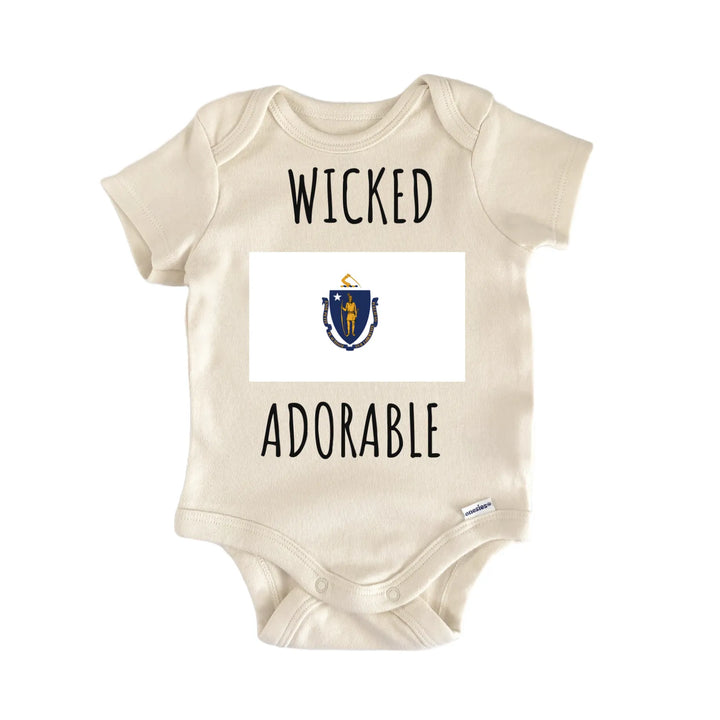 Massachusetts State Flag Wicked Baby Gift Baby Bodysuit