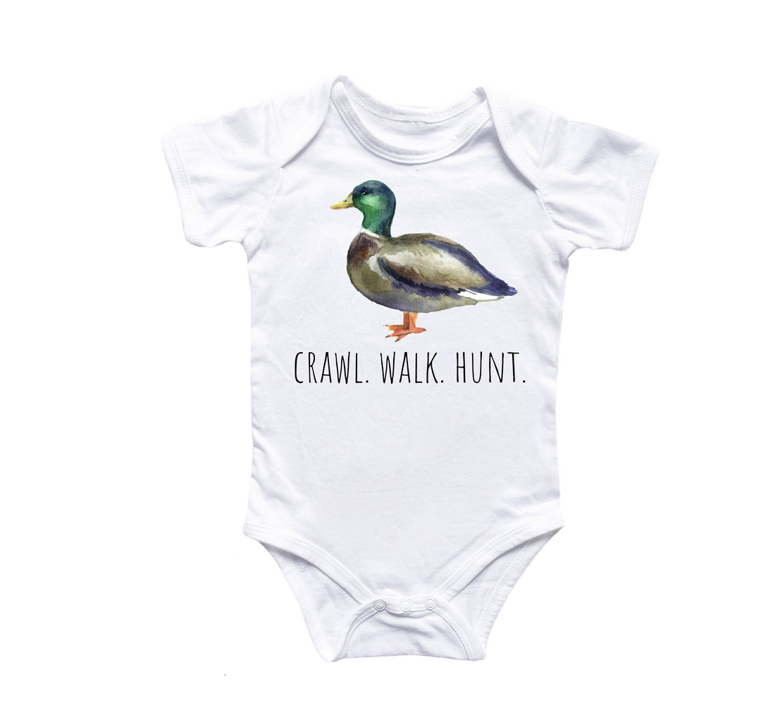 Duck Hunting - Baby Boy Girl Clothes Infant Bodysuit Funny Cute Newborn 2  Funny Cute Onesie® | North Fork Forager LLC