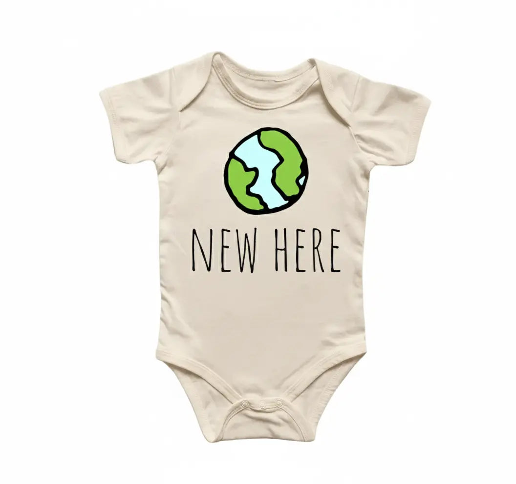 New Here Homecoming Earth - Baby Boy Girl Clothes Infant Bodysuit Funny Cute Newborn  Funny Cute Onesie® | North Fork Forager LLC