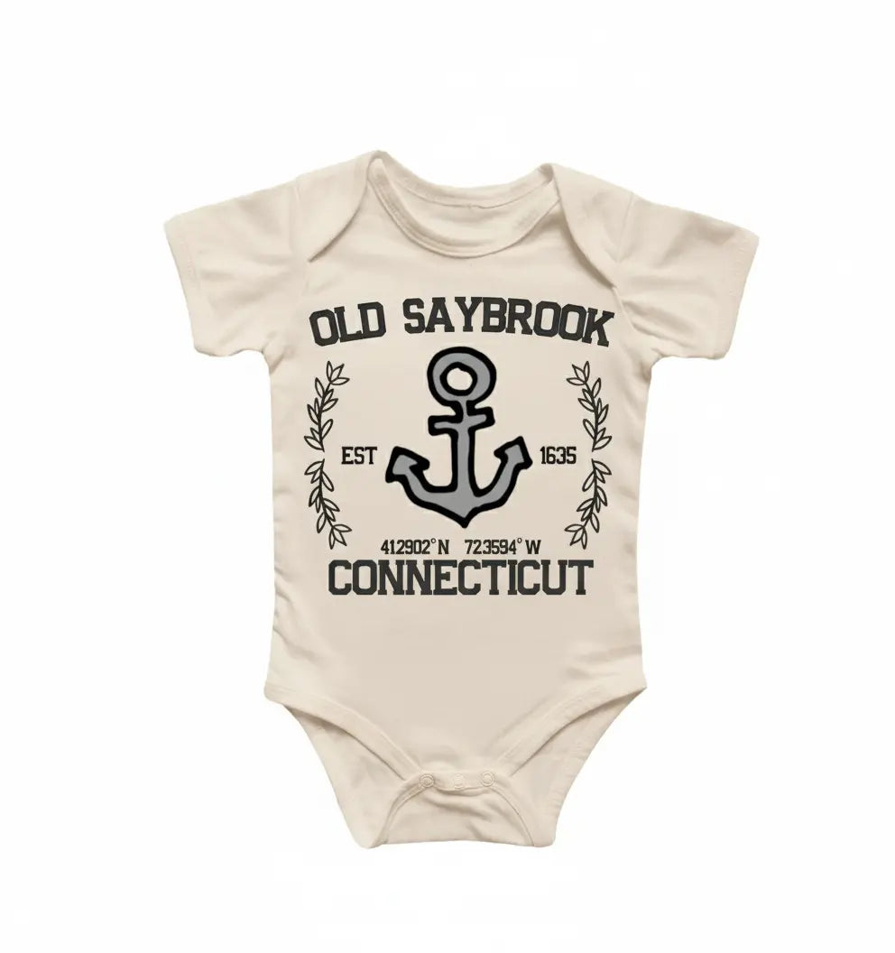 Old Saybrook Connecticut - Baby Boy Girl Clothes Infant Bodysuit Funny Cute Newborn  Funny Cute Onesie® | North Fork Forager LLC