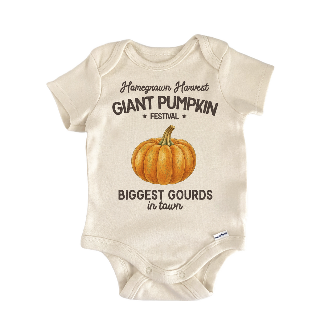 Giant Pumpkin Gourd Fall Farm Baby Gift Baby Onesie®