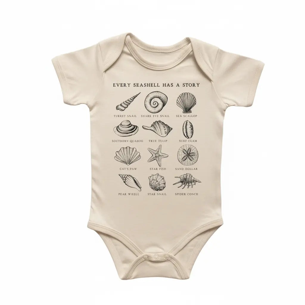 Beach Seashell  - Baby Boy Girl Clothes Infant Bodysuit Funny Cute Newborn  Funny Cute Onesie® | North Fork Forager LLC