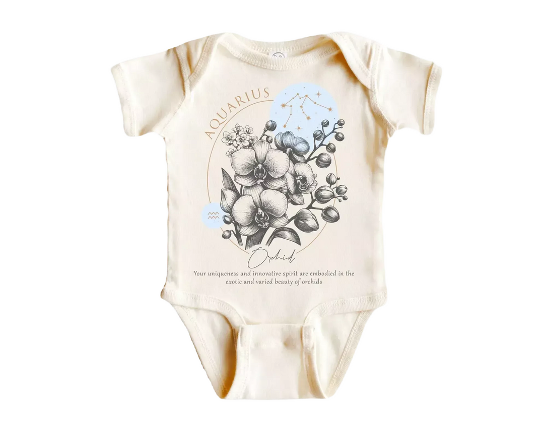 Aquarius Floral Celestial  - Baby Boy Girl Clothes Infant Onesie® Funny Cute Newborn GS1  Funny Cute Onesie® | North Fork Forager LLC