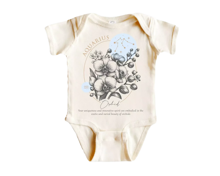 Aquarius Floral Celestial  - Baby Boy Girl Clothes Infant Onesie® Funny Cute Newborn GS1  Funny Cute Onesie® | North Fork Forager LLC
