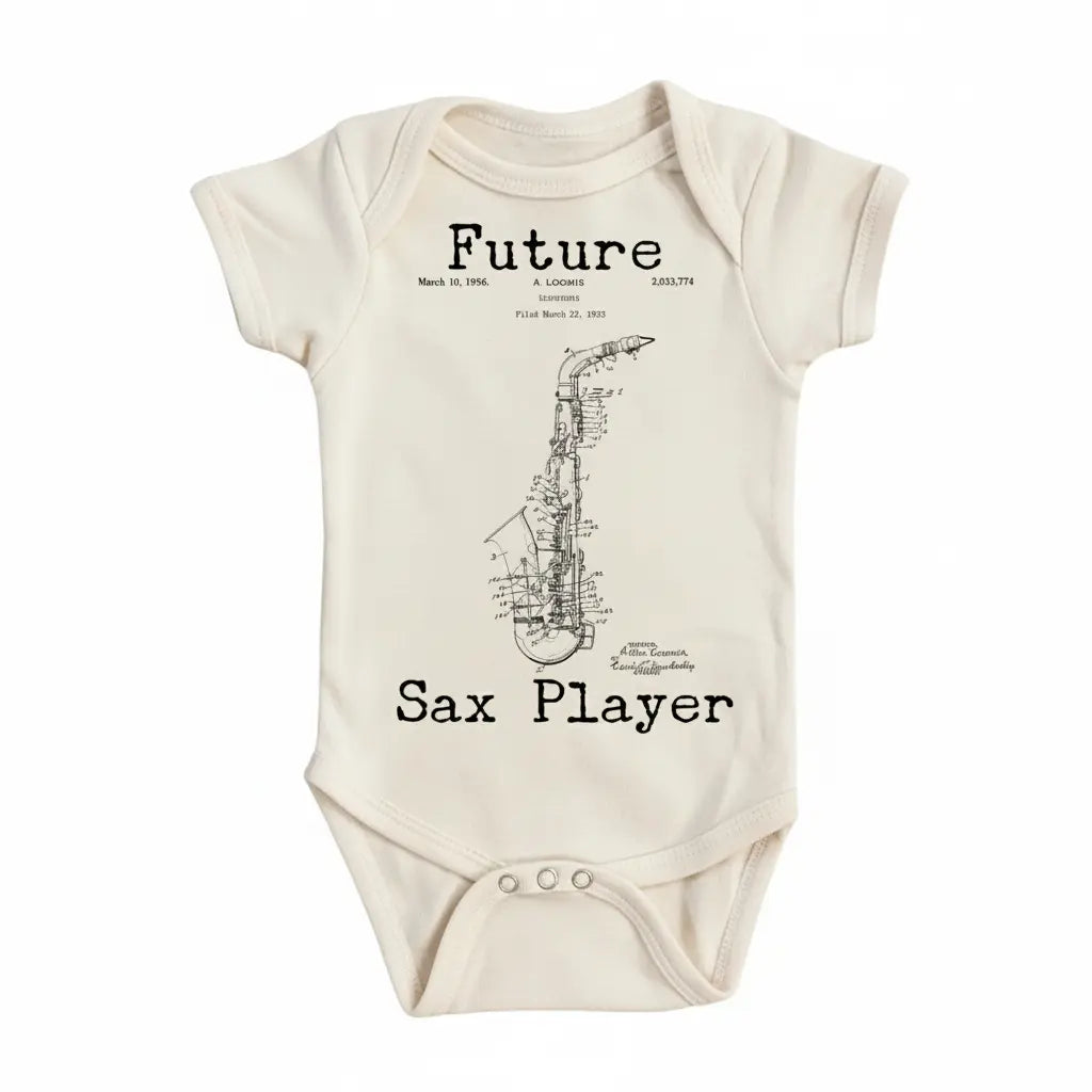 Saxophone Patent Musician - Baby Boy Girl Clothes Infant Bodysuit Funny Cute Newborn  Funny Cute Onesie® | North Fork Forager LLC