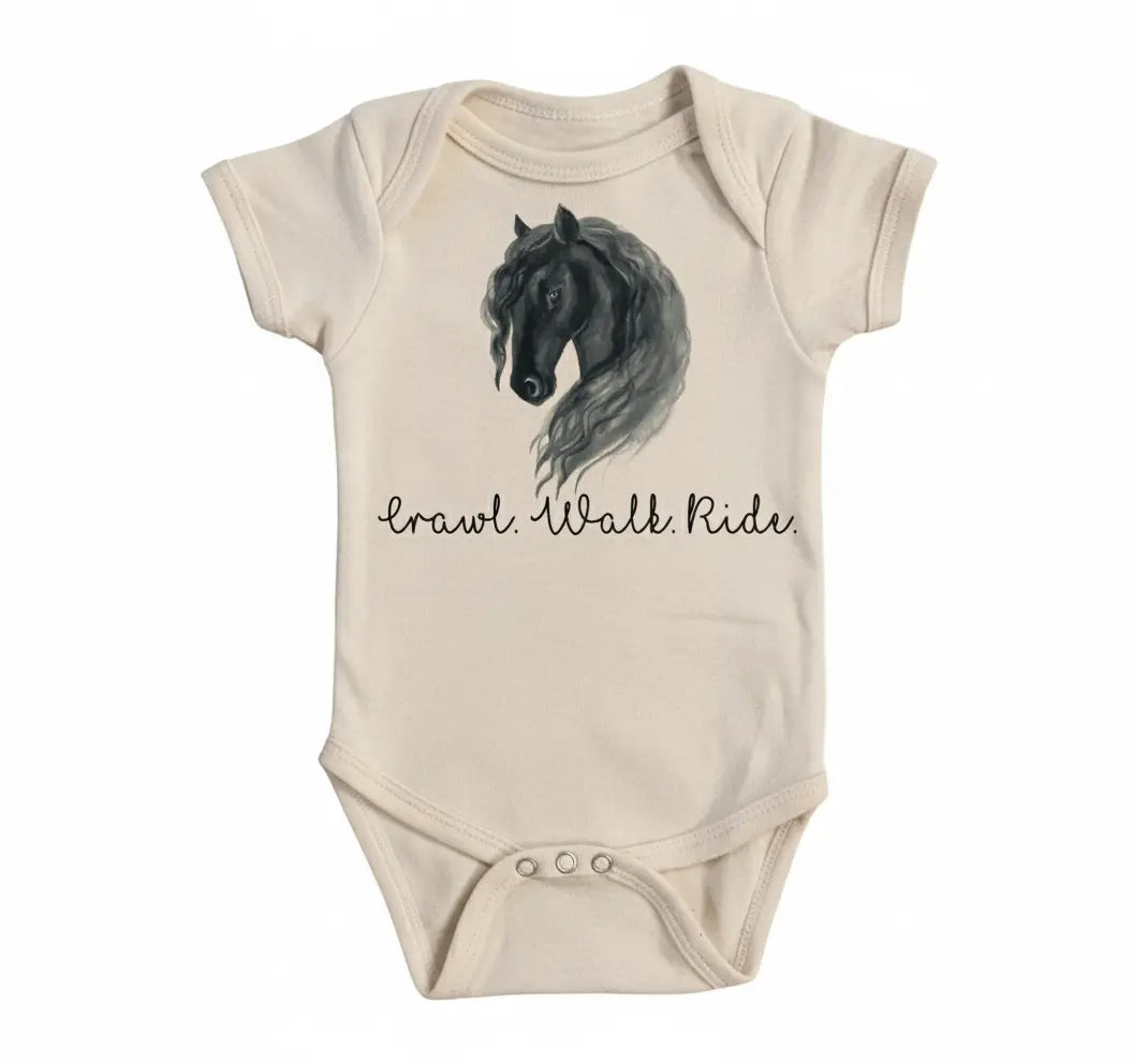 Horse Script Crawl - Baby Boy Girl Clothes Infant Bodysuit Funny Cute Newborn  Funny Cute Onesie® | North Fork Forager LLC