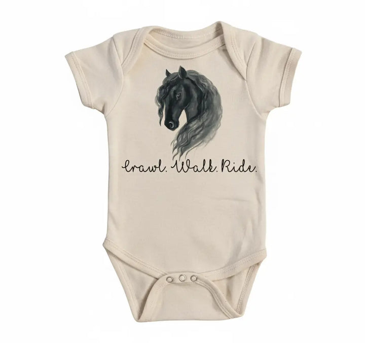 Horse Script Crawl - Baby Boy Girl Clothes Infant Bodysuit Funny Cute Newborn  Funny Cute Onesie® | North Fork Forager LLC