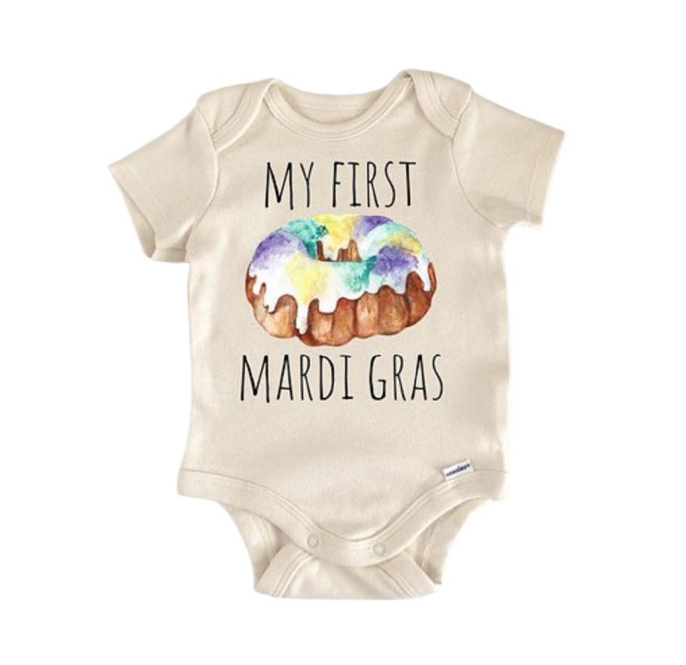 Mardi Gras New Orleans King Cake - Baby Boy Girl Clothes Infant Bodysuit Funny Cute  Funny Cute Onesie® | North Fork Forager LLC
