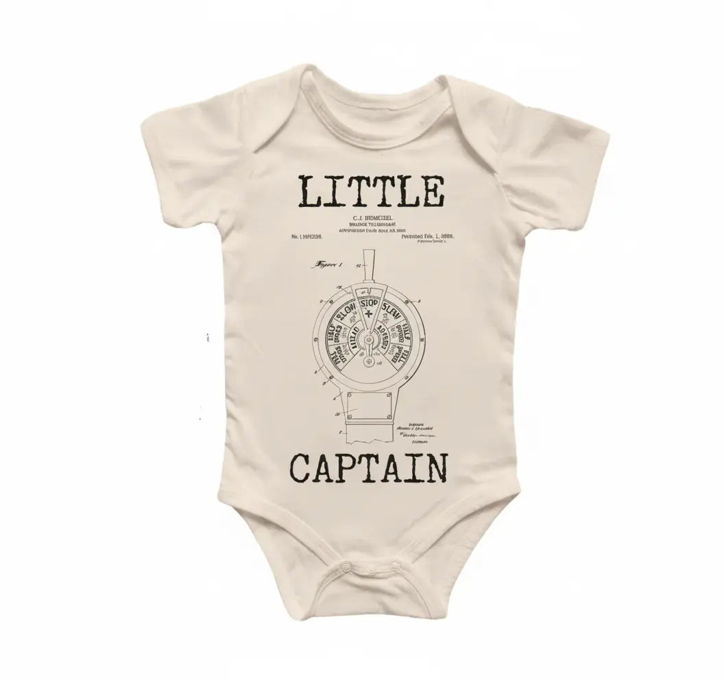 Captain Nautical Patent - Baby Boy Girl Clothes Infant Bodysuit Funny Cute Newborn  Funny Cute Onesie® | North Fork Forager LLC